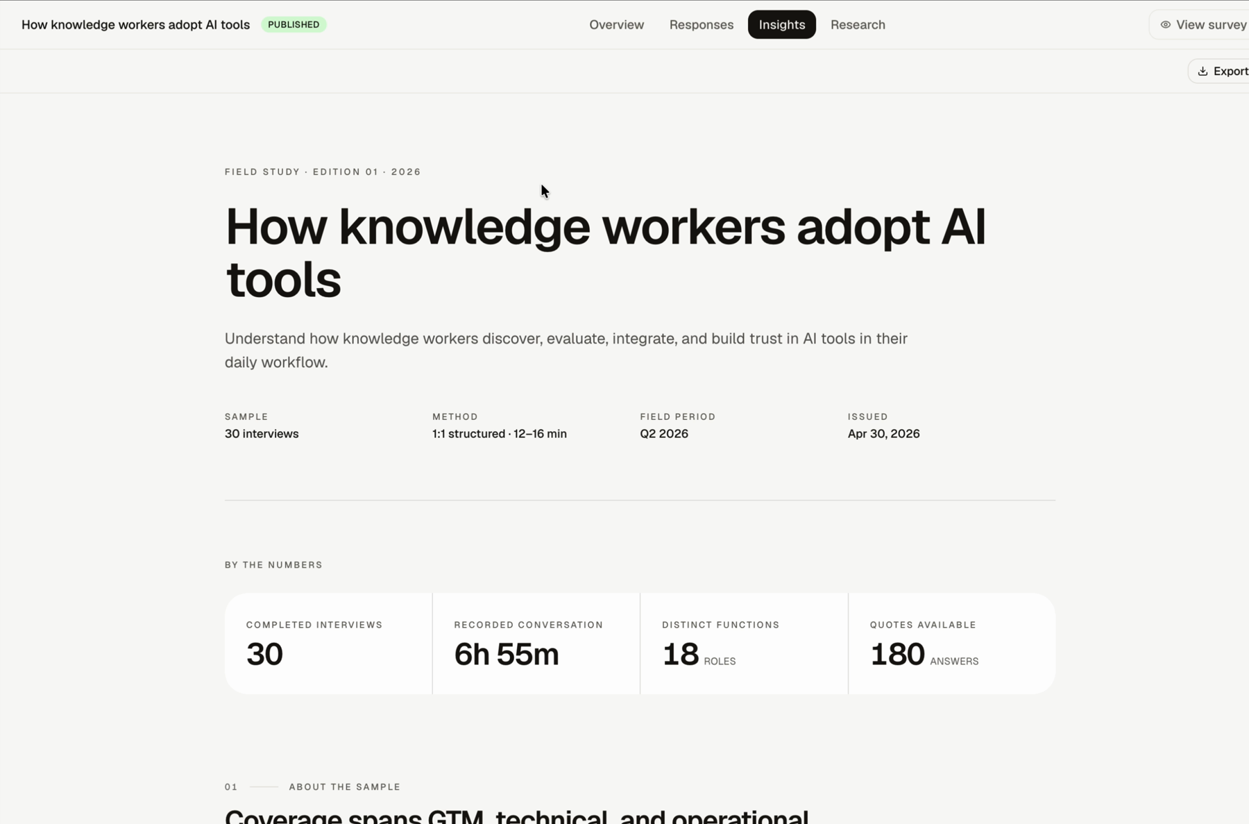 The Insights report view for a Lemma study.