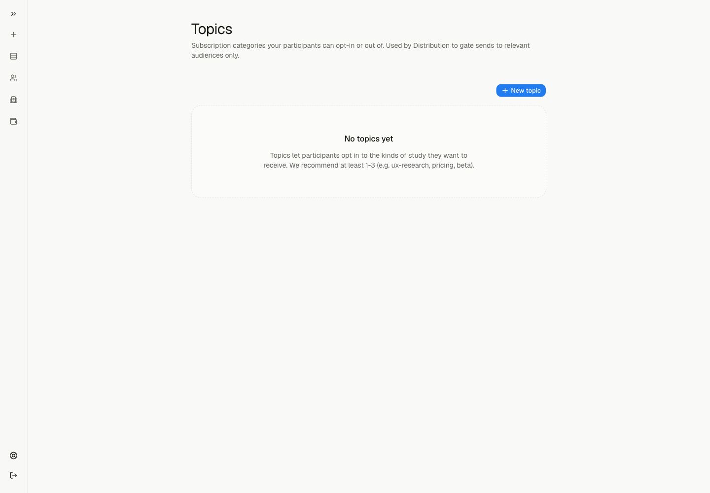 The Lemma Topics settings screen.