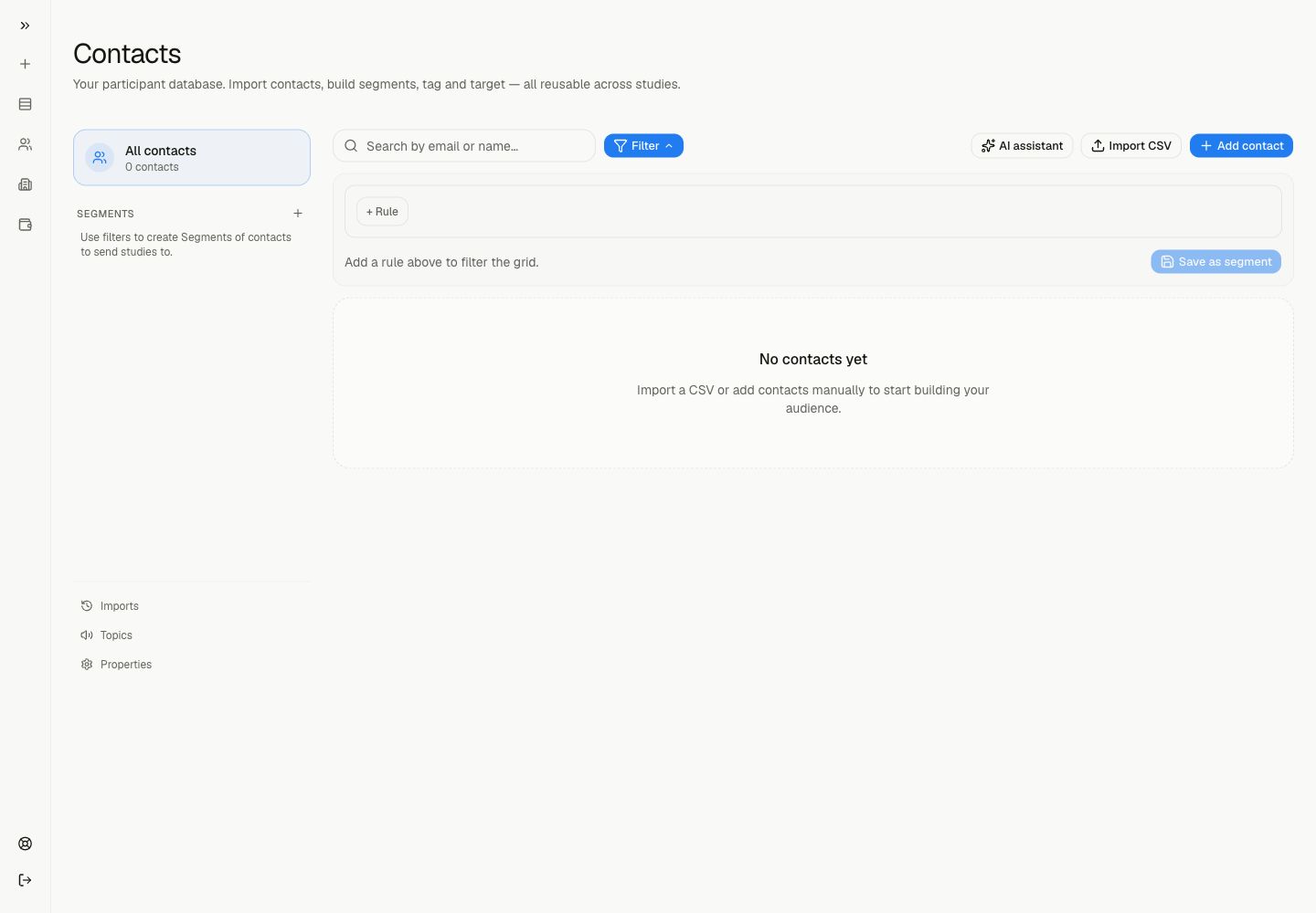 The Lemma segment builder with a rule builder.
